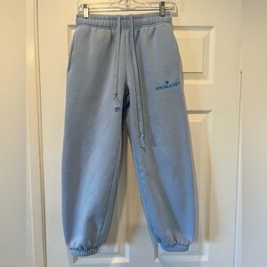Pink Palm Puff - “Puff” sweatpants in blue.  Size Small.